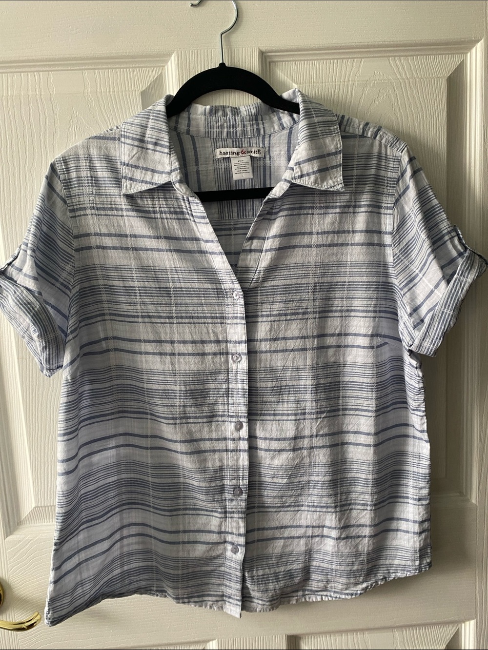 100% Cotton Blue & White Striped Button-Down Shirt